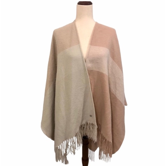 Soia & Kyo Blanket Wrap Poncho Earth Tones Colorblock One Size Fits Most - Picture 2 of 12